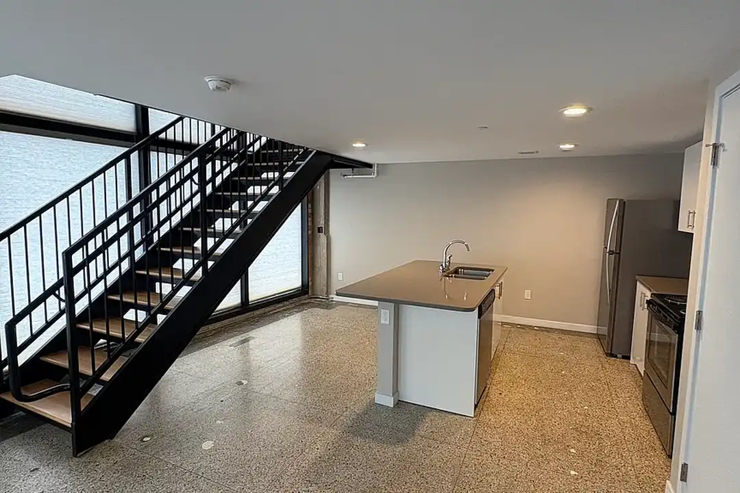 Open living space and stair